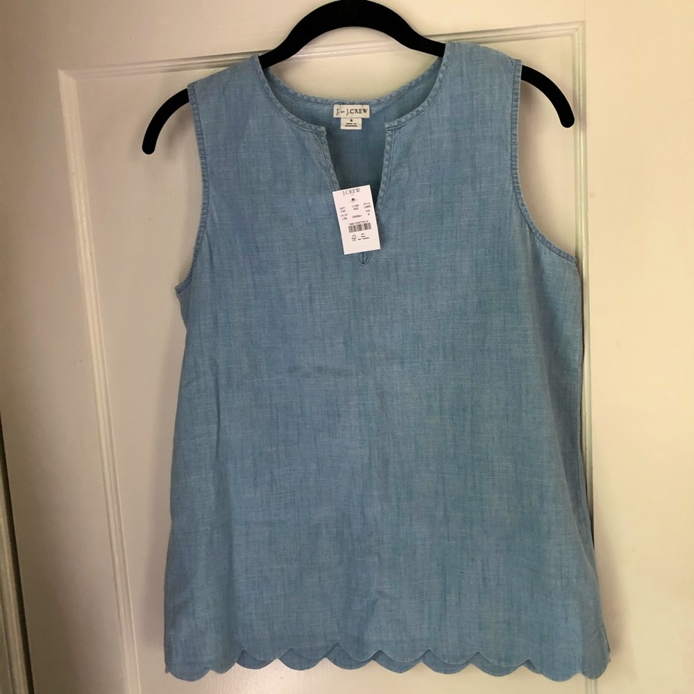 J.Crew Scalloped Chambray Top